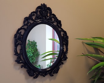 Baroque Mirror Bathroom Mirror Vanity Mirror Ornate Shabby Cottage Chic Mirror Black Mirror Vintage Style Wall Mirror French Provincial
