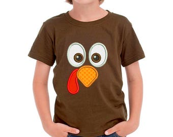 Turkey Face T-shirt Applique Machine Embroidery Design 5 sizes TG022
