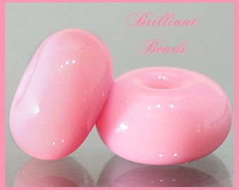 Opal Pink Glass Beads - Handmade Lampwork Pair SRA, Made To Order