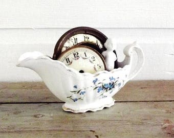 Vintage Gravy Boat Blue Flowers