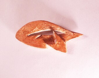 Ceramic red fox, handmade brooch, animal brooch, ceramic jewelry, handmade jewellery, ceramic brooches, ceramics and pottery, fox brooch