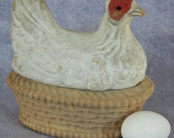 Papier Mache Chicken on Nest Vintage Candy Container