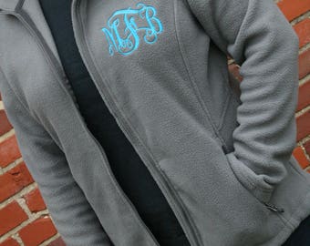 monogrammed jacket, monogrammed fleece jacket, monogrammed coat, fleece coat, personalized jacket, embroidered jacket