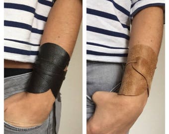LEATHER CUFF, brown leather wristband, leather armband, biker's cuff, tribal fusion cuff, leather bracelet