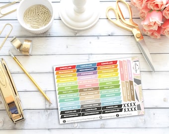 Cancelled/Rescheduled Label Stickers || 48 Planner Stickers