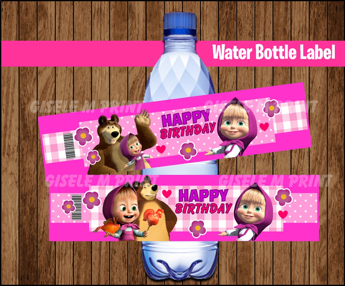 Masha and The Bear Water Bottle Label Printable Masha and The