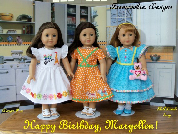 PRINTED Sewing Pattern / Happy Birthday, Maryellen! / 1950's Style Pattern Fits American Girl or Other 18" Doll