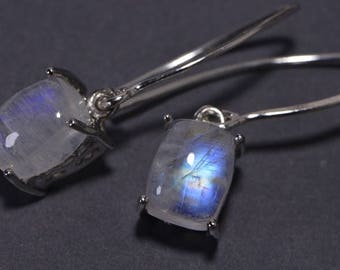Moonstone Earrings Wire Wrapped Sterling silver Gemstone Earrings Drop Earrings Birthstone Jewelry