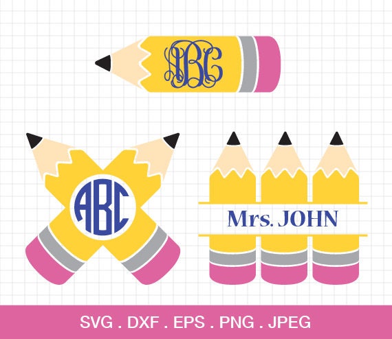 Download Pencil svg Pencil Monogram frames Teacher svg Teacher