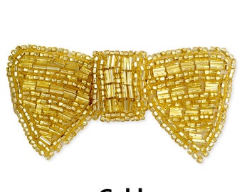 Beaded Bow Applique, Beaded patch, Bridal Applique, 3" W, FF-325/3