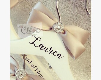 Personalised wedding hangers, Bridesmaid wedding hangers, Bridal party gift, Maid of Honour dress hanger, Wedding day hanger, Dress Hanger