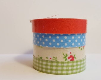Cloth Washi Tape- solid dot gingham floral