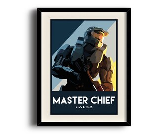 Halo 3 poster, Halo 3 digital art poster, Framed print, Matted print, Mounted print