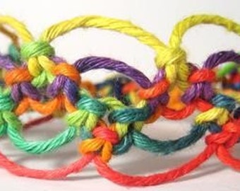 Rainbow Wave Hemp Bracelet - Made to Order