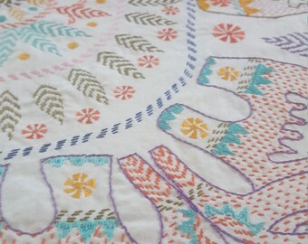 Beautiful Hand Embroidered Bed Coverlet