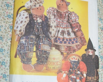 Simplicity 7345 31 Inch Doll and Clothes Sewing Pattern - UNCUT - Gingerbread, Scarecrow Doll Pattern
