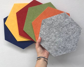 NEW COLOURS Acoustic Felt Hexagon Pin-board DIY Art Heat Mat Trivet Coaster Wall Art