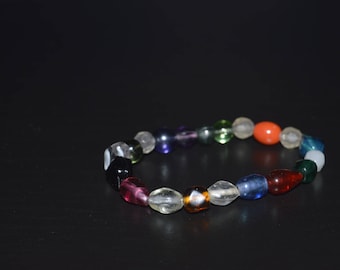Dark Colored Bracelet with a Hint of Orange and Pink