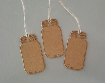 20 Mason Jar Kraft Swing Tags 3.5x6.5cm