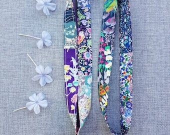Liberty patchwork lanyard | Liberty fabric | Fabric lanyard | Patchwork lanyard | Liberty fabric purples | Purple fabric lanyard