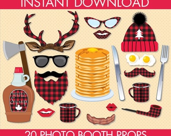 Lumberjack Silly PLAID Photo Booth Props - PLAID Lumberjack Party, Woodland, Great Outdoors - 19 DIY Printable Props Instant Download PDFs