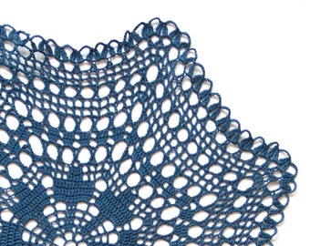 Denim dark blue hand dyed Crochet Vintage Doily Lace doily