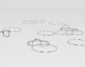 2 in 1 - Half Moon and Sterling Stackable Duo Rings