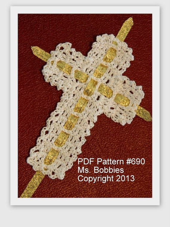 Crochet Cross Bookmark Pattern Ribbon Cross Bookmark PDF