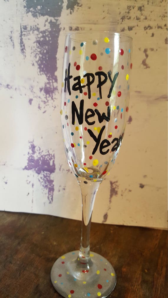 Happy New Year champagne flute