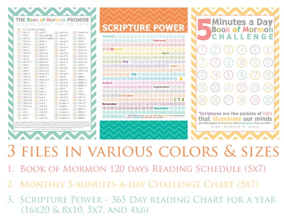 book of mormon reading charts by date instant download book of mormon reading chart 120 days