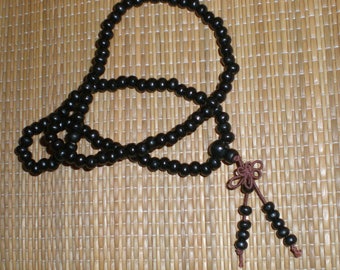 Meditation Wrist-Wrap Mala Rosewood Tibetan Buddhist 108 Bead Prayer Necklace- Vintage