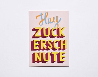 Postcard Hey Honey Bunch Sugarlips German Handlettering Lettering