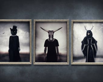 Alternative Art, Animal Prints, Quirky Art, Animal Lover Gift, Dark Art, Weird Art, Dark Decor, Home Decor, Photo Prints, Set Of Prints