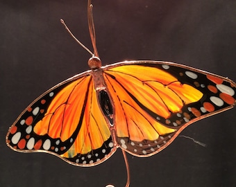 Relaxed Monarch Butterfly stained glass suncatcher