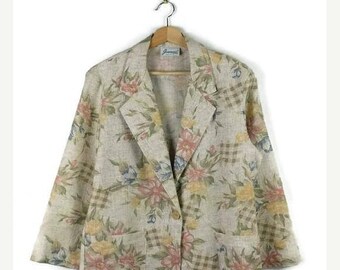 ON SALE Vintage Floral Printed Slouchy Blazer Jacket from 1980's