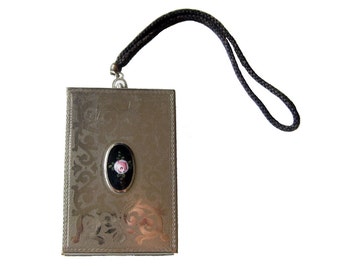 Enamel Compact Purse Nécessaire - Dance Purse Compact - Engraved Compact - Enamel Rose Compact