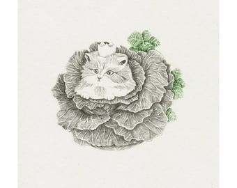 King cat, giclee print, fine art