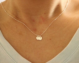 Sterling silver two Initials necklace, silver two initial necklace, monogram necklace, beaded chain, sister gift, delicate gold necklace