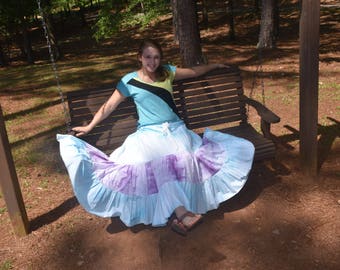 Gypsy Belly Dance Skirt, Ethnic Tribal Hippie Skirt, Bohemian Patchwork Festival Skirt, Handmade Eco Clothing, Plus Size Tie Dye Maxi Skirt