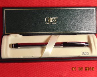 One (1) A.T. Cross Pen Co., Art Deco, Metropolis Roller Ball Pen, in Chrome & Black Lacquer. New /Old Stock, Complete.