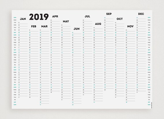 WHITE OUT 2019 Wall Planner