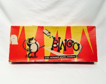 Vintage Bingo Game, No. 1116, With Embossed Plastic Numbers, Pressman Toy Corp, Made in the U.S.A