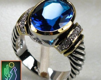 Sterling Silver and Vermeil Blue Topaz Gemstone Ring