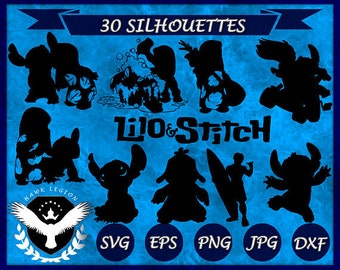30 Lilo and Stitch Silhouette | Lilo and Stitch SVG | Lilo and Stitch Clipart | Lilo and Stitch Vector | Vinyl Decal | Circuit | Cut Files