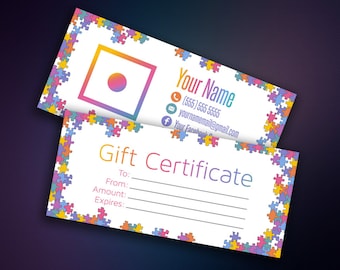 Gift Certificate - Gift Card - Business Cards - Gift Voucher - Digital Files - Home Office Approved Color&Fonts