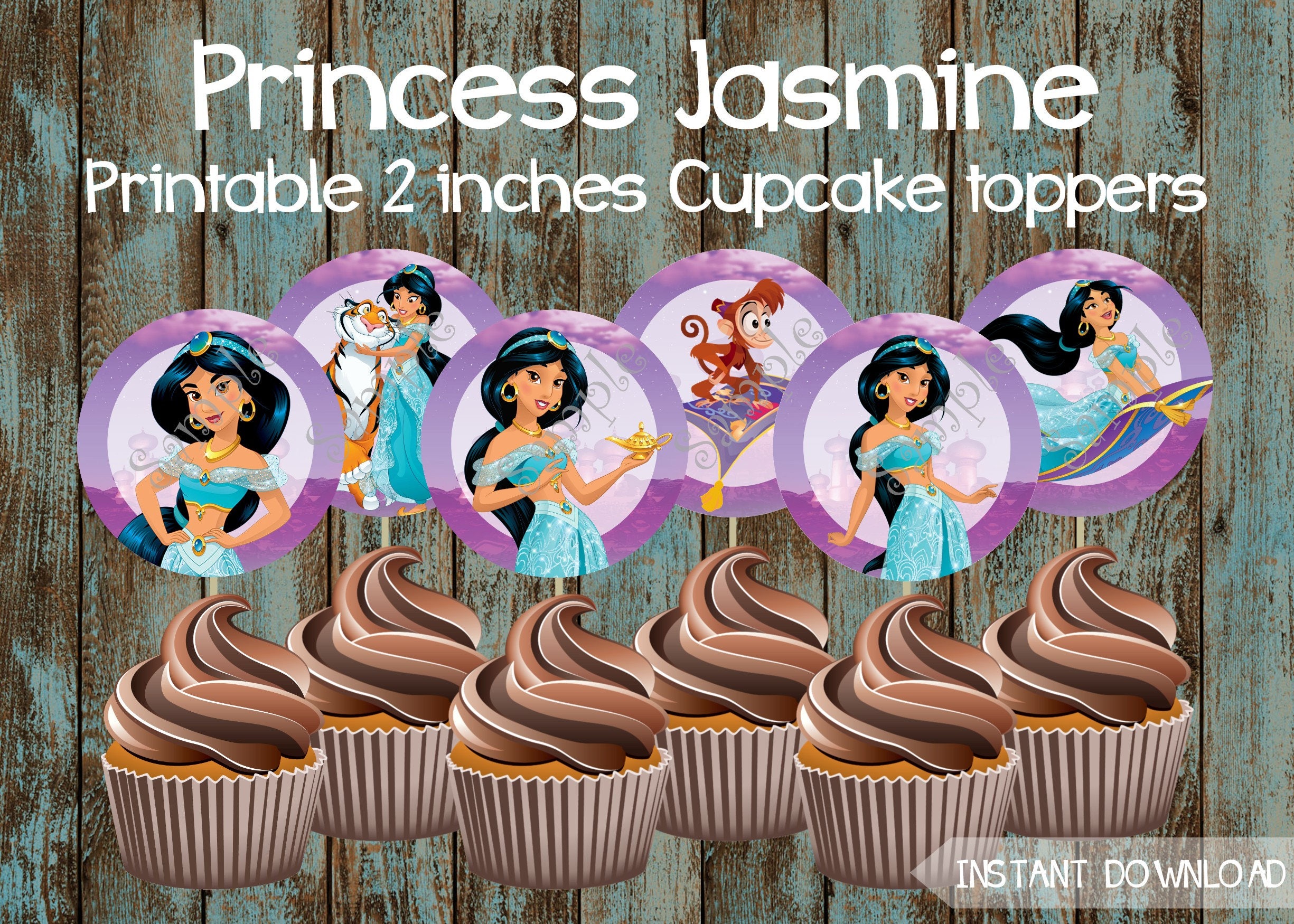 Princess Jasmine Cupcake Toppers Jasmine Printable Cupcake
