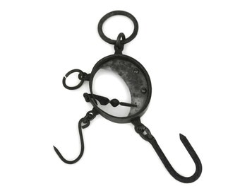 French Antique Hook Scale. Cast Iron Hanging Scale with Hook. Country Farm Decor.