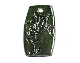 No. 29 - porcelain ceramic pendant 53mm Green Olive - 8741140004122 leaf plant prints