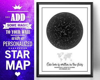 star chart print etsy birthday sky chart
