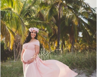 Embrace Jersey Maternity Gown / Bridesmaids Dress, Photo Prop, Pink Powder